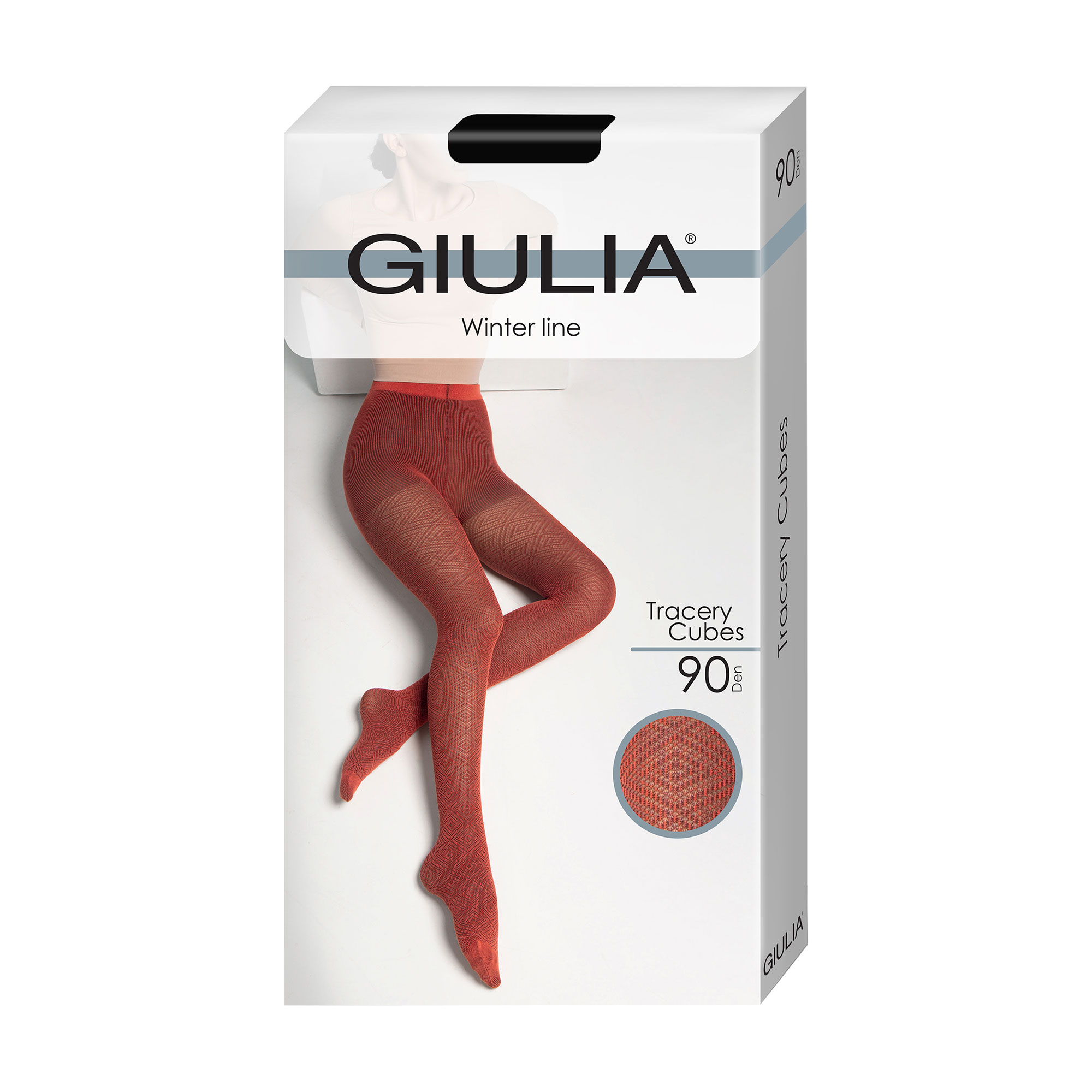 Фантазійні колготки жіночі Giulia Tracery Cubes з шортиками, 90 DEN, Black, розмір 4